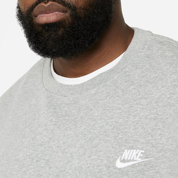 Nike Men's Sportswear Club Fleece Crew | Dark Grey Heather/White | Size: 3XL - Picture 3 of 4